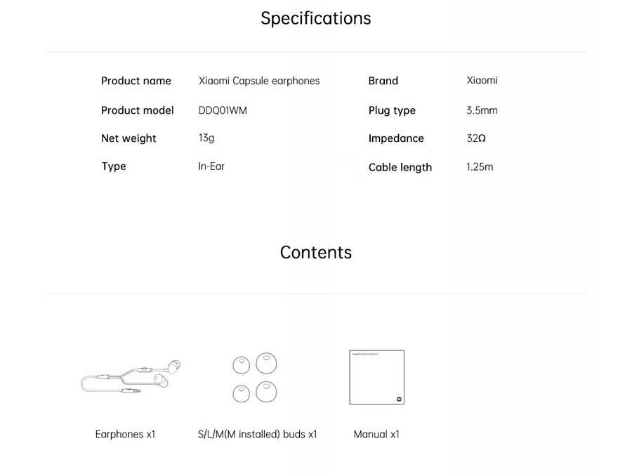 هندزفری سیمی با جک 3.5 میلی‌متری شیائومی Xiaomi Capsule Earphones DDQ01WM