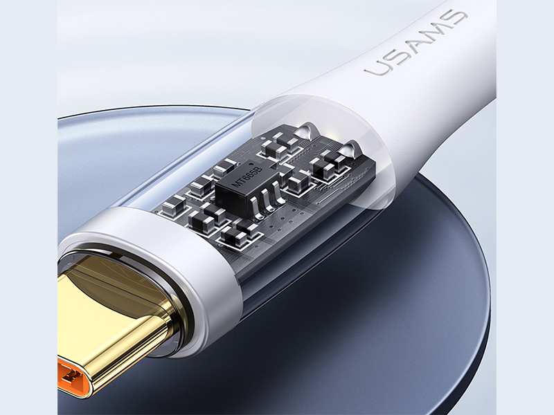 کابل تایپ سی فست شارژ 1.2 متری 66 وات یوسامز USAMS US-SJ572 Type-C Transparent Fast Charging Cata Cable