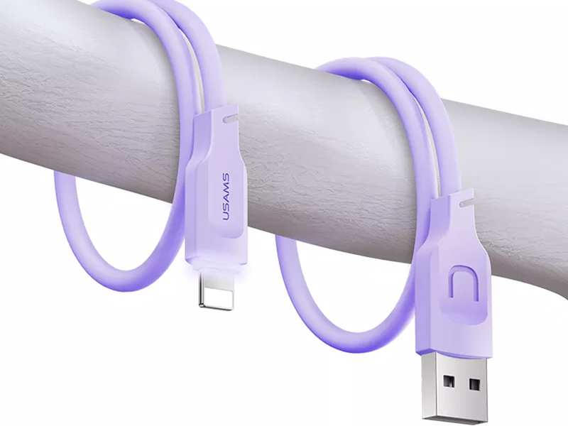 کابل شارژ سریع لایتنینگ ال ای دار 1.2 متری یوسامز USAMS US-SJ565 USB to Lightning fast charging cable 2.4A