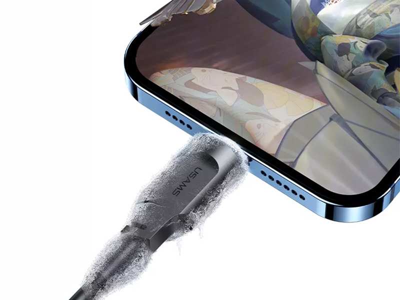 کابل شارژ سریع لایتنینگ ال ای دار 1.2 متری یوسامز USAMS US-SJ565 USB to Lightning fast charging cable 2.4A