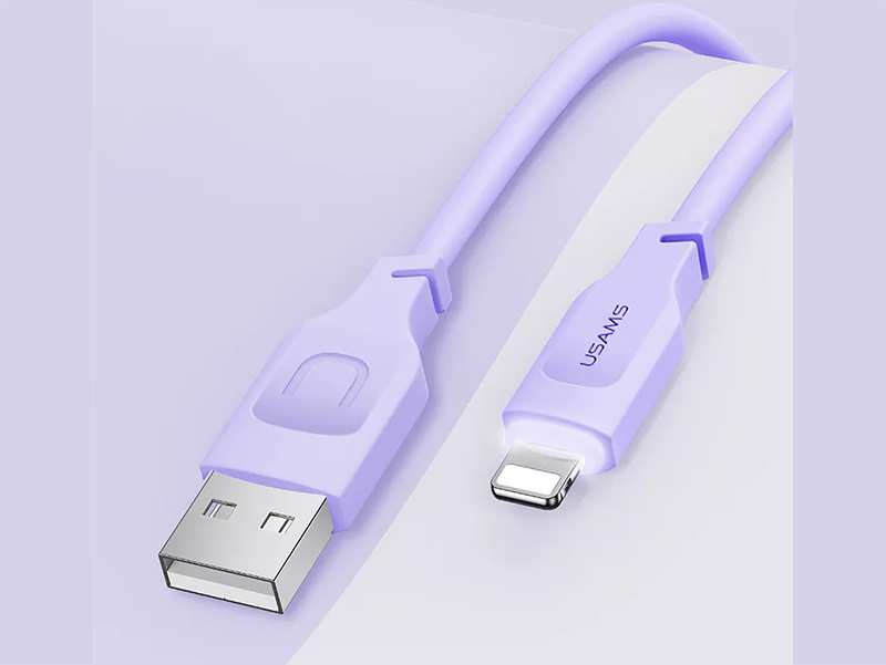 کابل شارژ سریع لایتنینگ ال ای دار 1.2 متری یوسامز USAMS US-SJ565 USB to Lightning fast charging cable 2.4A