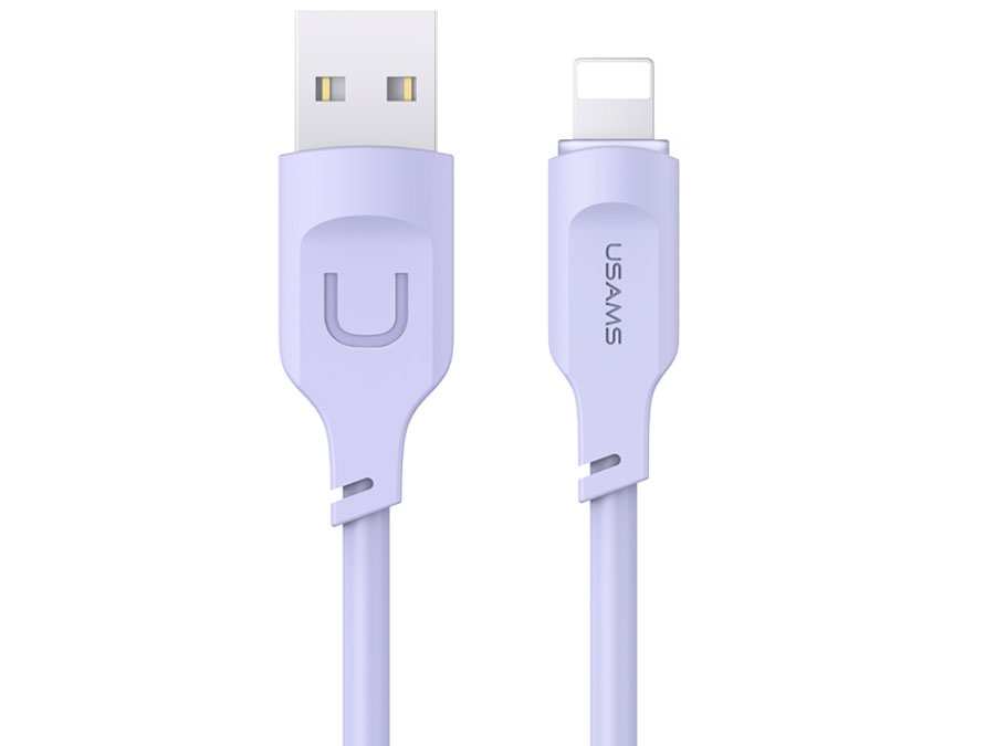 کابل شارژ سریع لایتنینگ ال ای دار 1.2 متری یوسامز USAMS US-SJ565 USB to Lightning fast charging cable 2.4A