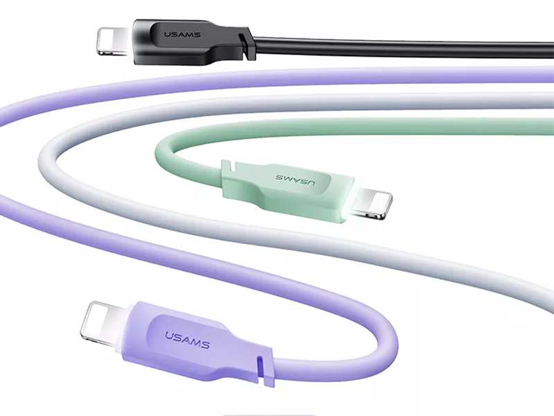 کابل شارژ سریع لایتنینگ ال ای دار 1.2 متری یوسامز USAMS US-SJ565 USB to Lightning fast charging cable 2.4A