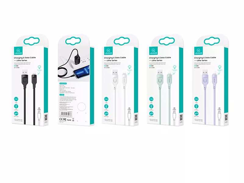 کابل شارژ سریع لایتنینگ ال ای دار 1.2 متری یوسامز USAMS US-SJ565 USB to Lightning fast charging cable 2.4A