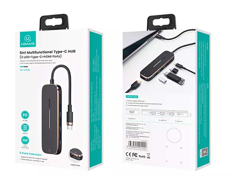 هاب تایپ سی 6 پورت یوسامز USAMS US-SJ575 6in1 Multifunctional Type-C HUB