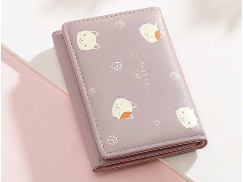 کیف پول دخترانه کوچک Taomicmic Y8303 Cat Print Short Wallet