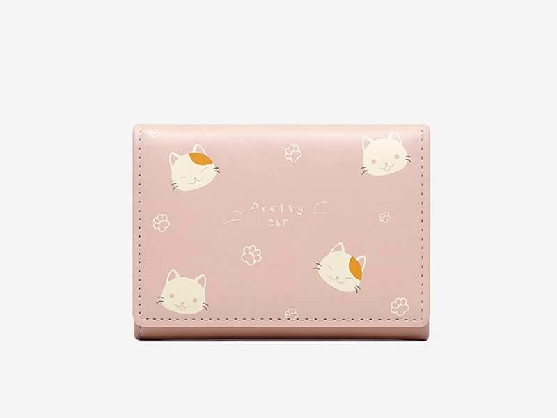 کیف پول دخترانه کوچک Taomicmic Y8303 Cat Print Short Wallet