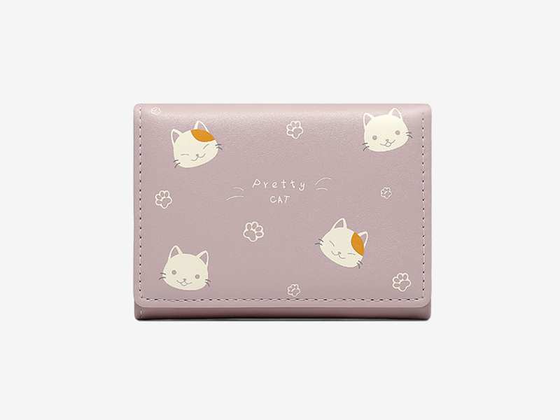 کیف پول دخترانه کوچک Taomicmic Y8303 Cat Print Short Wallet