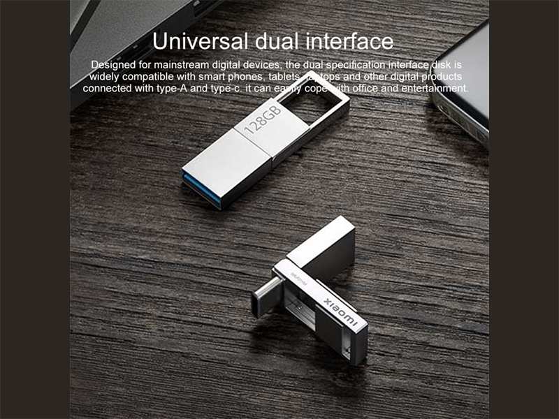 فلش تایپ سی 128 گیگابایت شیائومی Xiaomi Mini Dual Interface U Disk 128GB USB 3.2 Type-C XMUP22YM