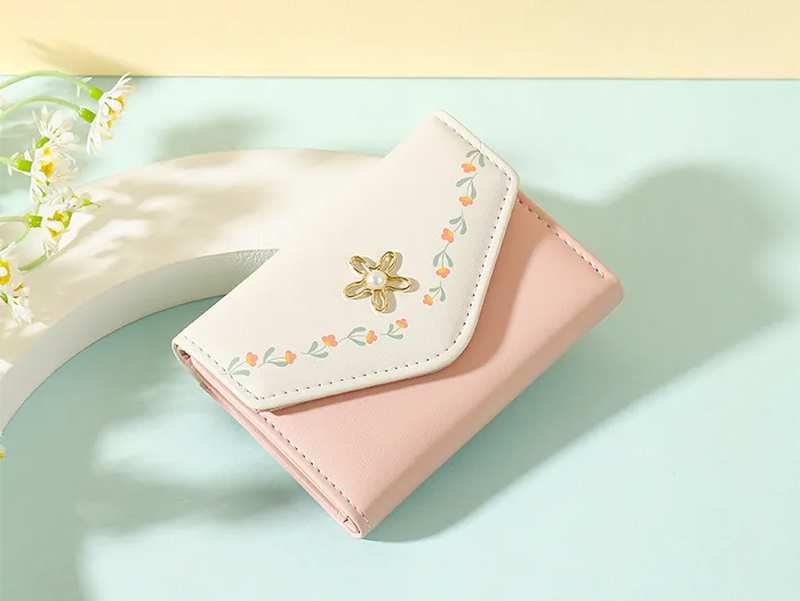 کیف پول زنانه و دخترانه گلدار همراه با جاکارتی TAOMICMIC Y8324 short pu leather wallet - تصویر 11
