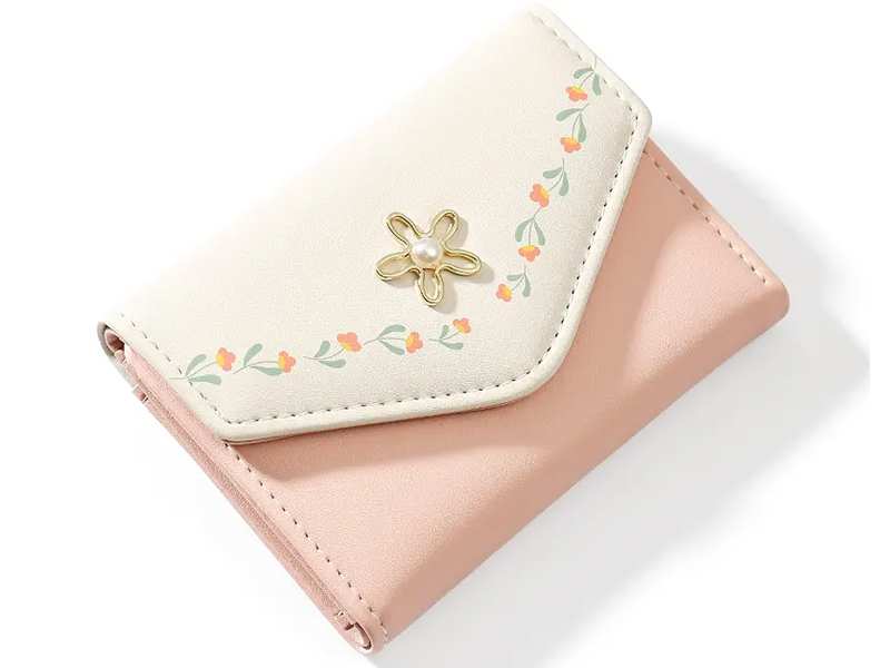 کیف پول زنانه و دخترانه گلدار همراه با جاکارتی TAOMICMIC Y8324 short pu leather wallet