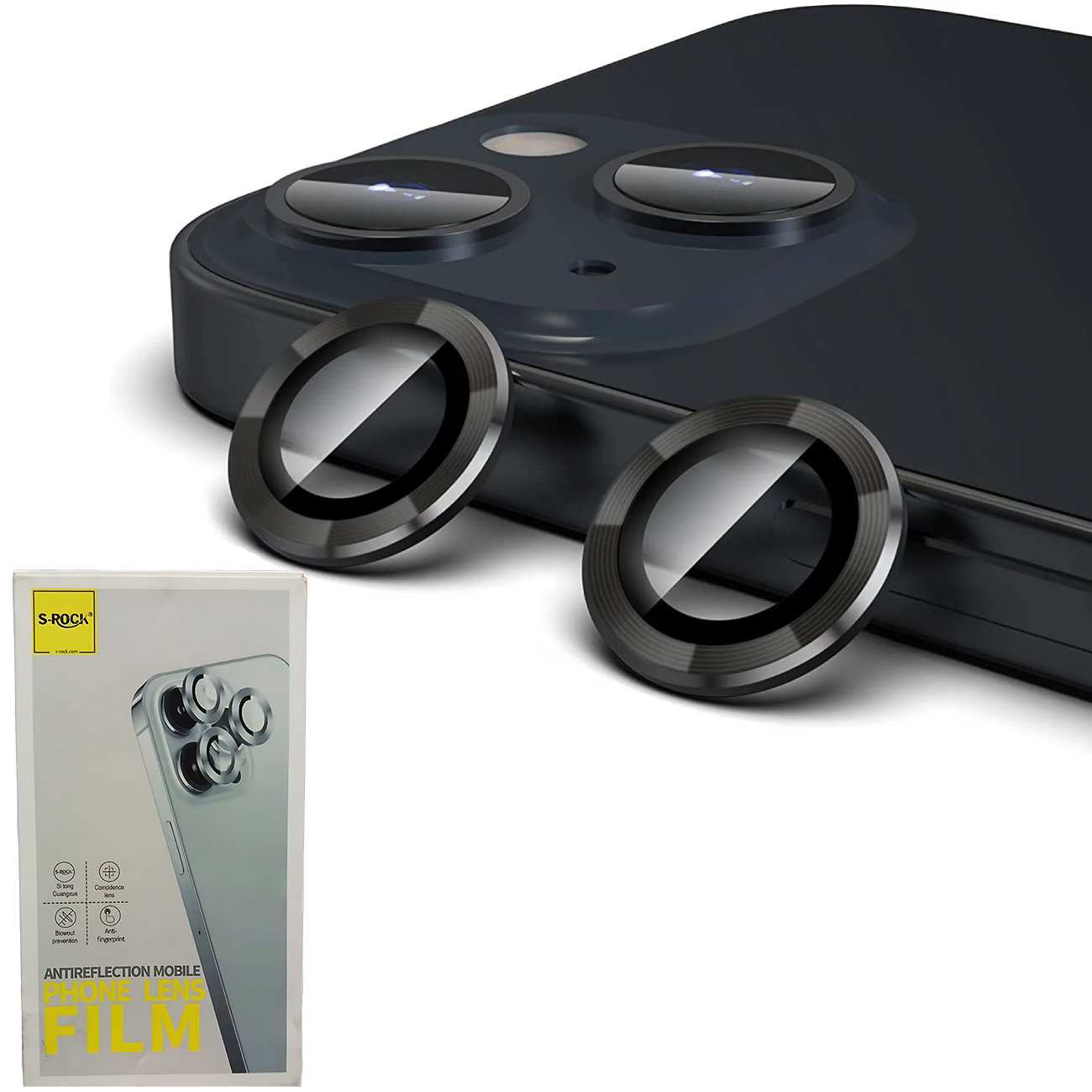 محافظ لنز دوربین رینگی ضدانعکاس نور آیفون 14 و آیفون 14 پلاس S-ROCK