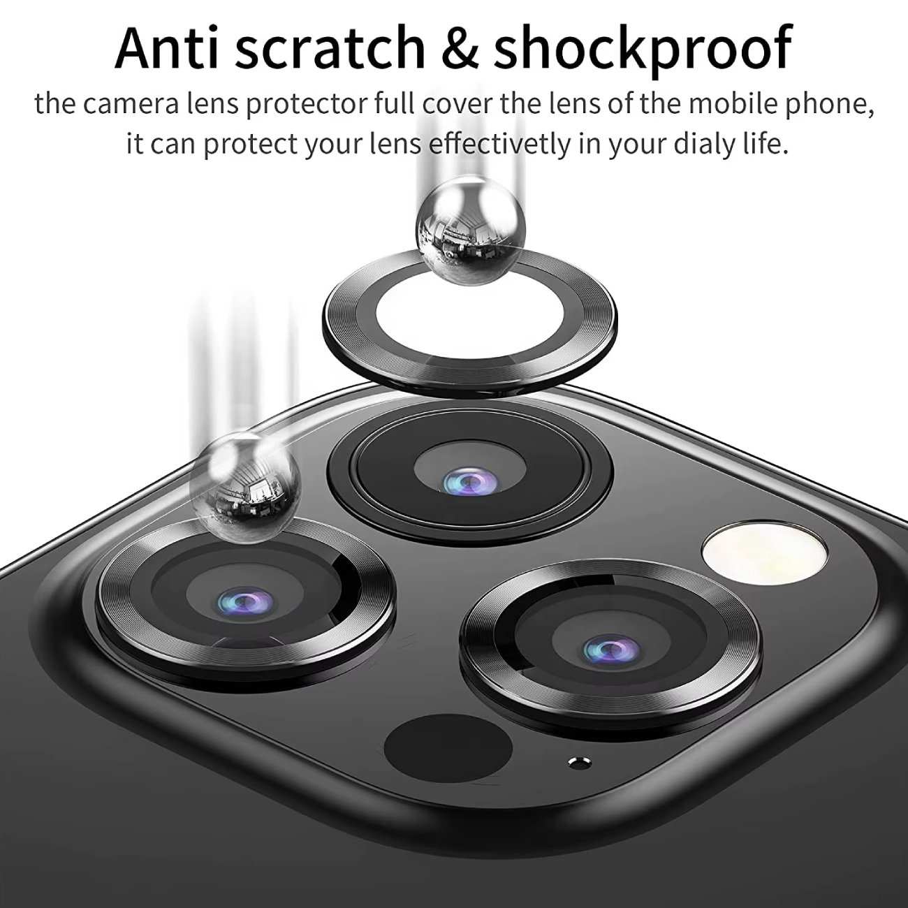 محافظ رینگی لنز دوربین آیفون 14 پرو و آیفون 14 پرومکس ضدانعکاس نور اسراک S-ROCK