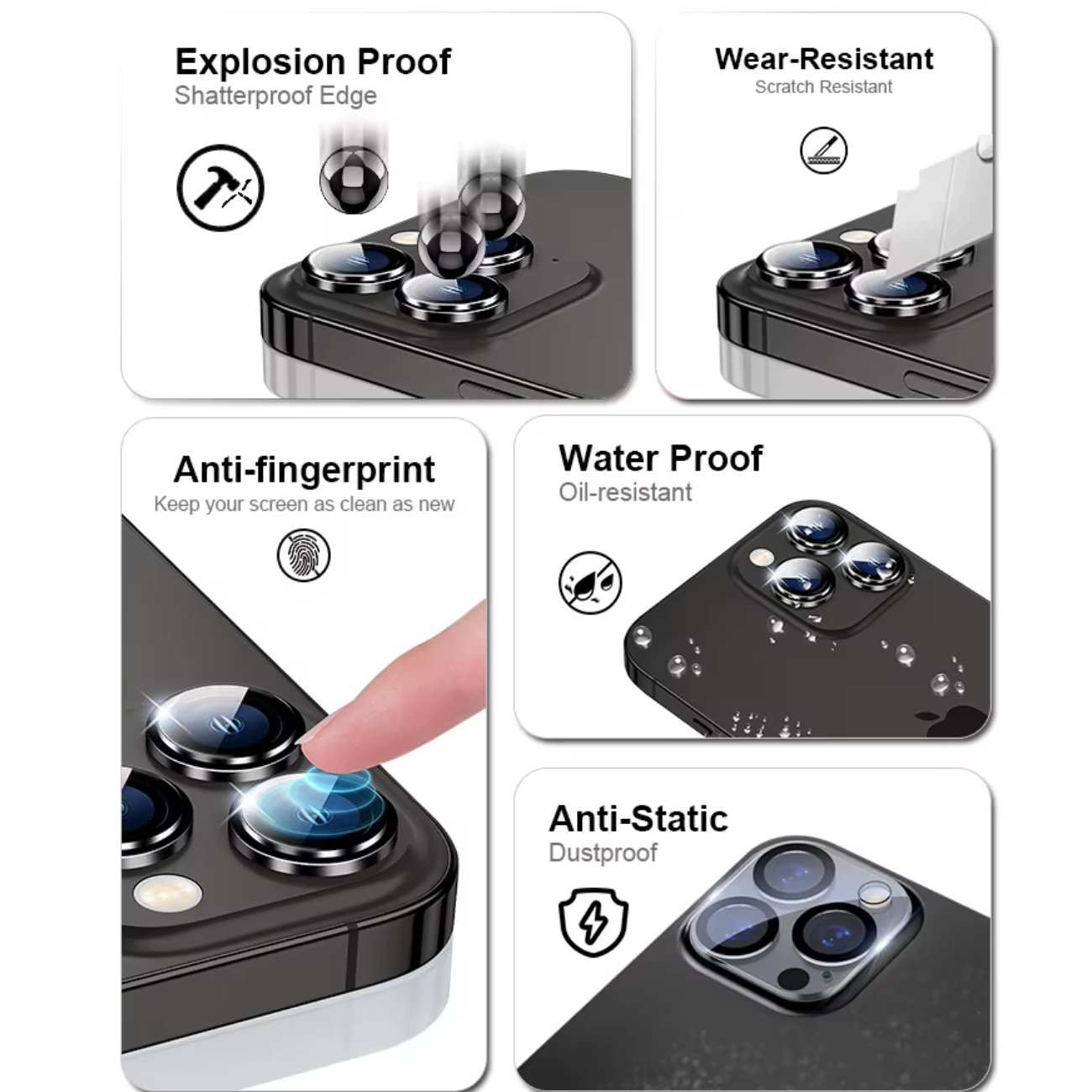 محافظ رینگی لنز دوربین آیفون 14 پرو و آیفون 14 پرومکس ضدانعکاس نور اسراک S-ROCK