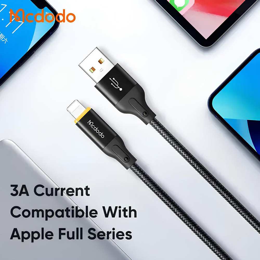 کابل شارژ هوشمند لایتنینگ 3 آمپر 1.2 متر مک دودو CA-301