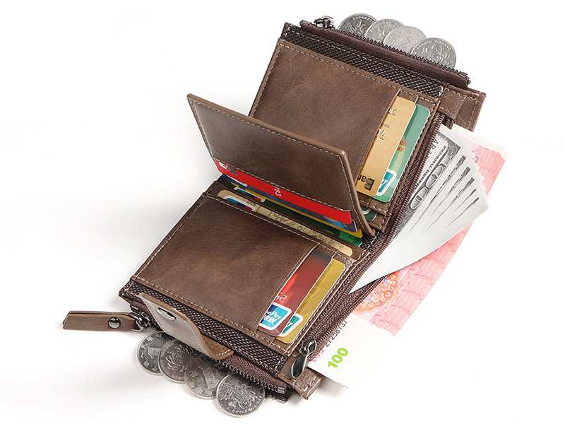 کیف پول و جاکارتی مردانه کوچک سانی ستی SUNICETY S3038 leather thin short men's wallet zipper wallet