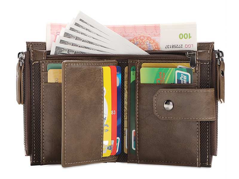 کیف پول و جاکارتی مردانه کوچک سانی ستی SUNICETY S3038 leather thin short men's wallet zipper wallet