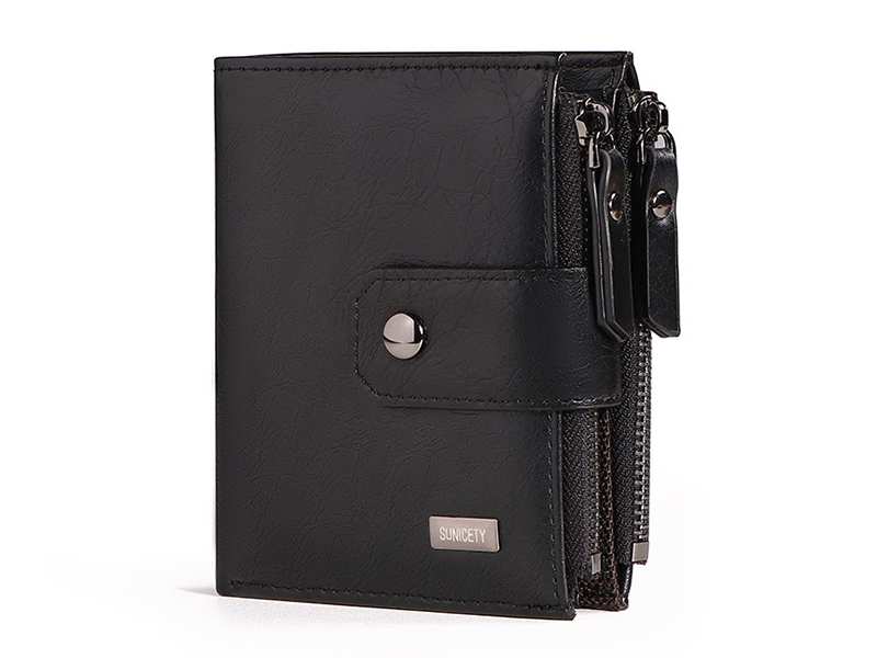 کیف پول و جاکارتی مردانه کوچک سانی ستی SUNICETY S3038 leather thin short men's wallet zipper wallet