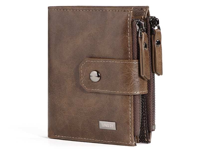 کیف پول و جاکارتی مردانه کوچک سانی ستی SUNICETY S3038 leather thin short men's wallet zipper wallet