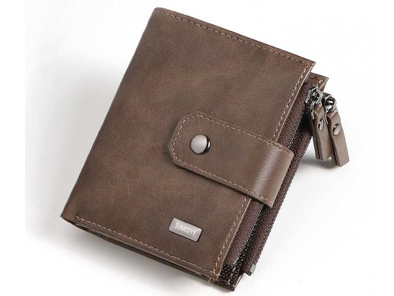 کیف پول و جاکارتی مردانه کوچک سانی ستی SUNICETY S3038 leather thin short men's wallet zipper wallet