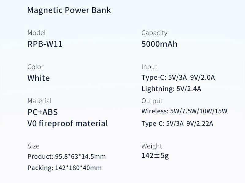 پاوربانک بی سیم مغناطیسی 10000 میلی آمپر ساعت رسی Recci Wireless Magnet Power Bank 10000mah RPB-W09