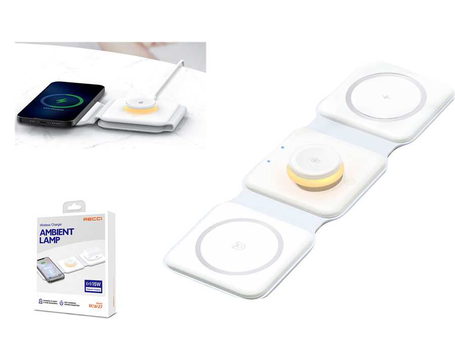 شارژ بی سیم چند کاره رسی Recci Wireless Charger Ambient Lamp RCW-27 - تصویر 7