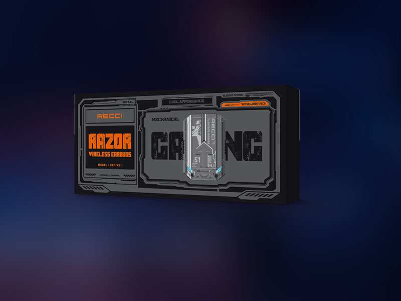 هندزفری بلوتوث گیمینگ رسی Recci REP-W51 RAZOR earphones Sliding cover design