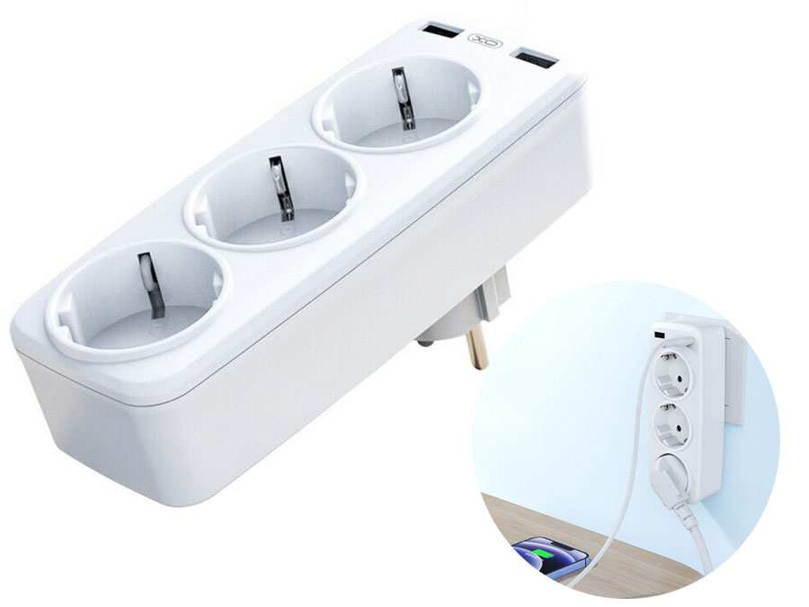 چند راهی برق هوشمند 2 سوکت و 2 یواس بی 2.4 آمپر ایکس او XO WL08 EU Smart Wall Plug Conversion Socket - تصویر 8