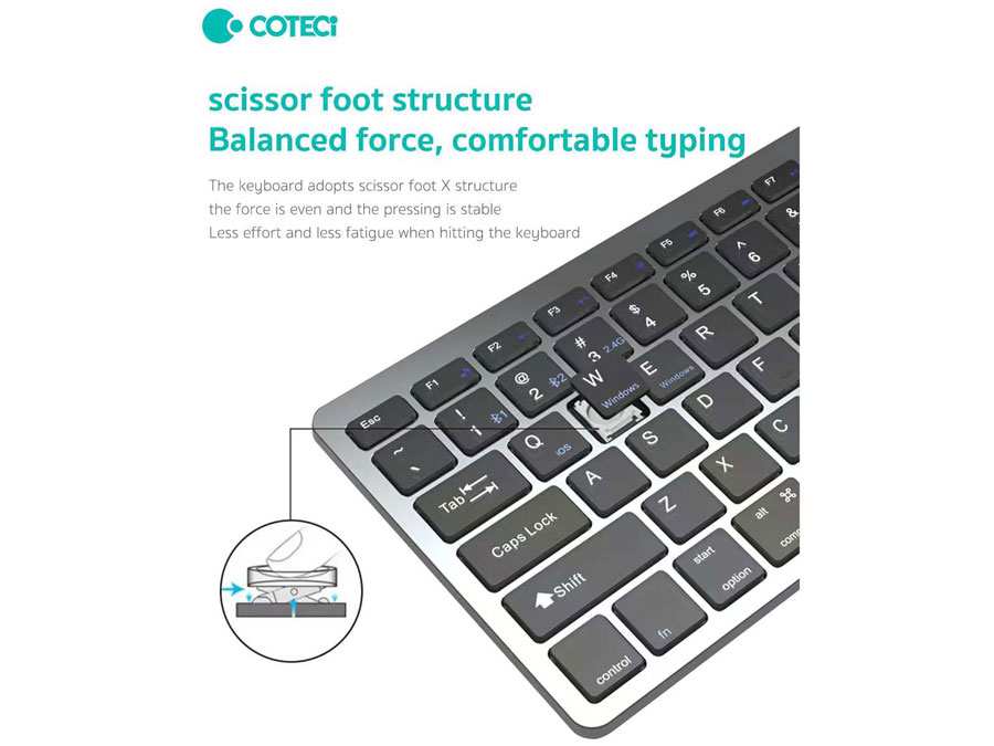 کیبورد بی سیم سه حالته کوتتسی Coteetci Three-mode wireless keyboard 84007