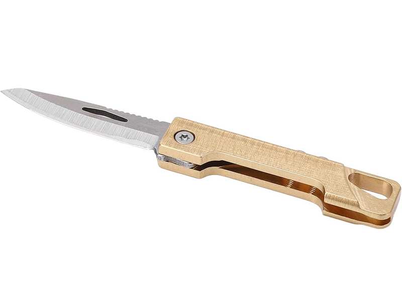 چاقوی آنباکسینگ تاشو برنجی با قابلیت جاکلیدی Brass Mini Folding Knife Unboxing Self-Defense