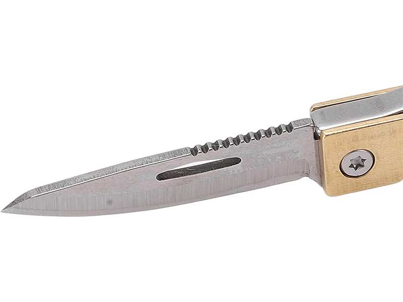 چاقوی آنباکسینگ تاشو برنجی با قابلیت جاکلیدی Brass Mini Folding Knife Unboxing Self-Defense