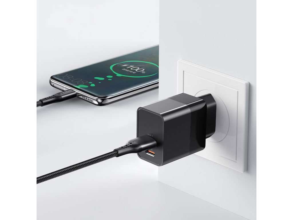 شارژر دیواری 2 پورت 20 وات بههمراه کابل تایپ سی به لایتنینگ مکدودو MCDODO CH-1952 Hydrogen Series 20W Charger + Type-C to Lightning Cable