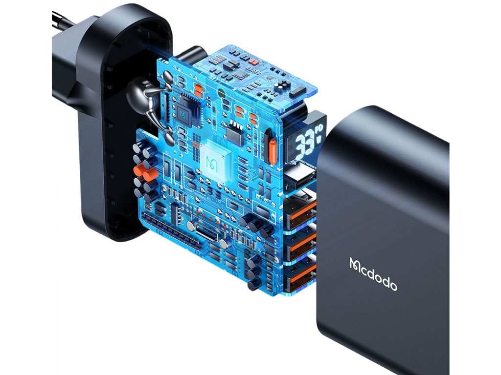 شارژر دیواری 4 پورت فست شارژ 33 واتی مک دودو Mcdodo CH-2250 33W Digital Display Charger Adapter