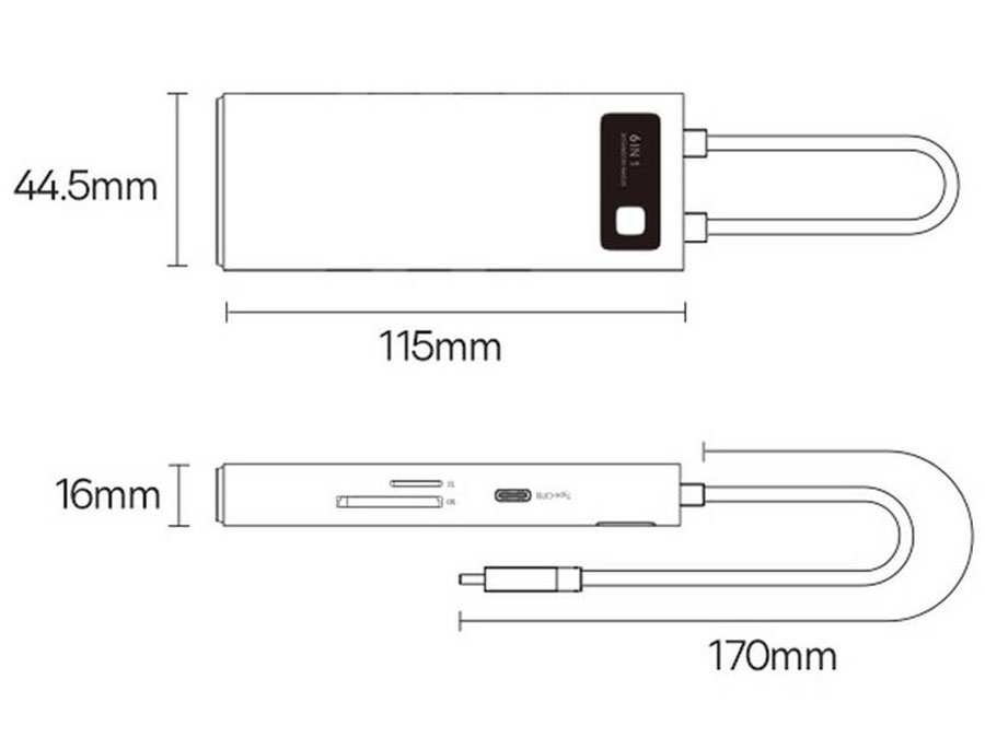 هاب تایپ‌ سی 6 پورت فلزی بیسوس Baseus USB-C Metal Gleam Starjoy Series 6-in-1 Hub WKWG030213