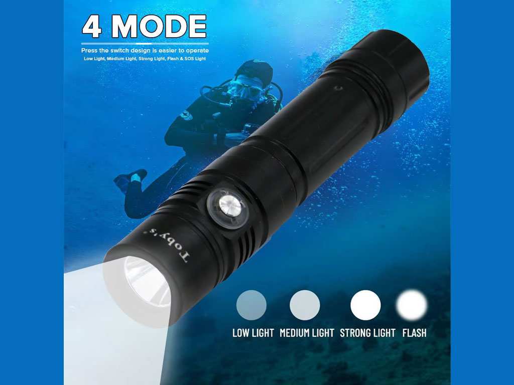 چراغ قوه غواصی توبیز Toby's Super Bright Scuba Driving Torch 1600lm 100m DT-01