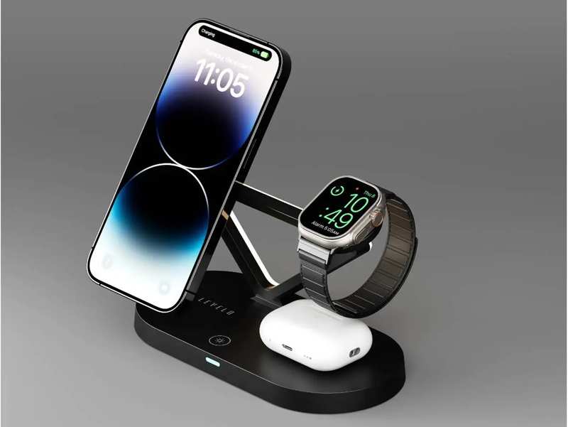 شارژر وایرلس مگنتی مولتی شارژ لِوللو Levelo Premio 5 In 1 Wireless Charging Pad LVL51WCPBK