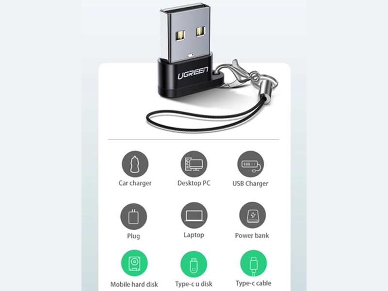 مبدل تایپ سی به یو اس بی یوگرین Ugreen US280 50568 usb a male to usb c female adapter đen