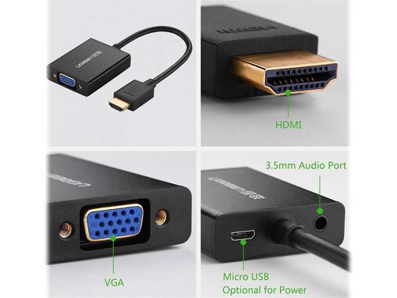 تبدیل HDMI به VGA یوگرین UGREEN CM157 50288 HDMI to VGA Converter with Audio