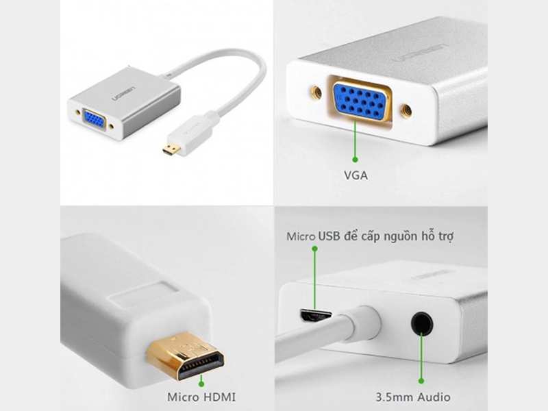 تبدیل HDMI به VGA یوگرین UGREEN CM157 50288 HDMI to VGA Converter with Audio