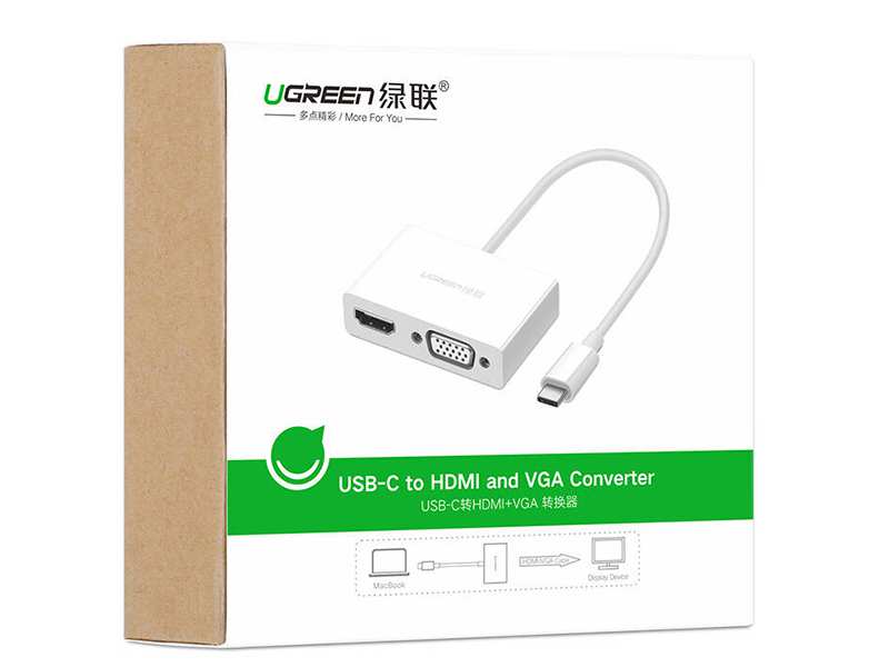 تبدیل تایپ سی به اچ دی ام آی و وی جی آی یوگرین Ugreen MM123 50251 USB-C to HDMI and VGA Converter