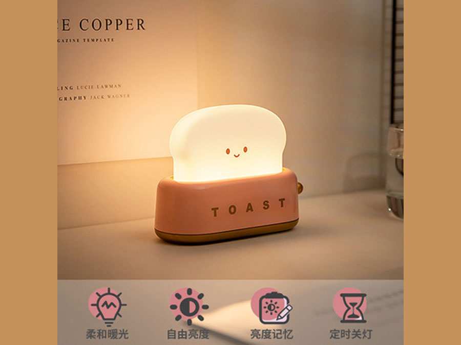 چراغ خواب فانتزی شارژی تایمردار TOAST Lamp LED Night Light Bedroom Bedside Timing Sleeping Light