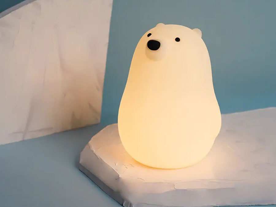 چراغ خواب رومیزی فانتزی قابل شارژ MUID white bear pat lamp silicone