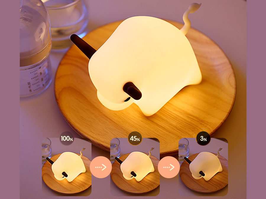چراغ خواب رومیزی فانتزی شارژی کودکانه new cow sleeping lamp led soft light at night BD-NL-11