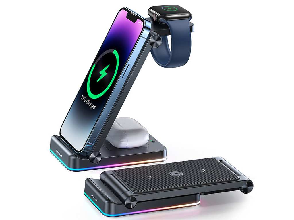 استد و شارژر وایرلس سه کاره جویروم Joyroom Triple wireless fast charger suitable iPhones JR-WQN01 - تصویر 6