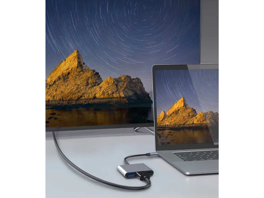هاب تایپ سی 3 کاره رسی Recci RH05 Type-C To Type-C/USB3.0/HDMI 3-In-1 Hub