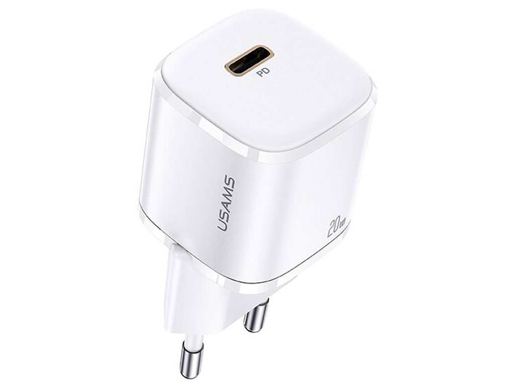 شارژر دیواری تایپ سی 20 وات و کابل شارژ تایپ سی به لایتنینگ یوسامز USAMS Charger + Type C to Lightning Data Cable CC124