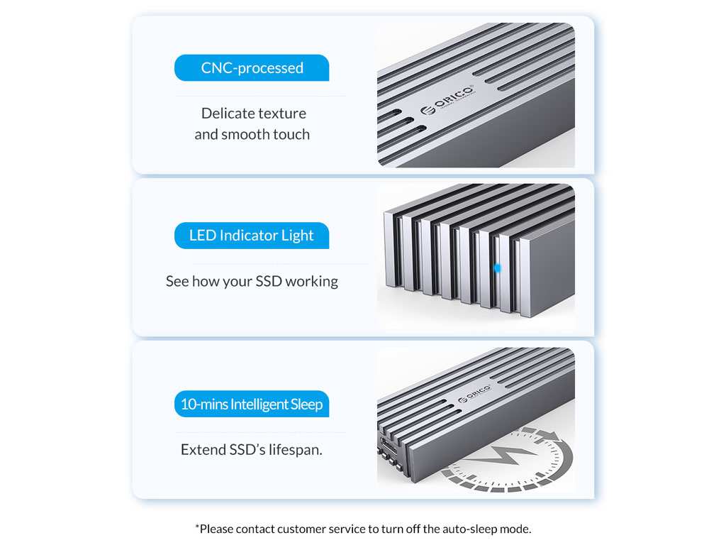 باکس اس اس دی m2 اوریکو ORICO FV35C3-G2 USB3.2 Gen2 Type-C M.2 NVMe/NGFF(SATA) SSD Enclosure