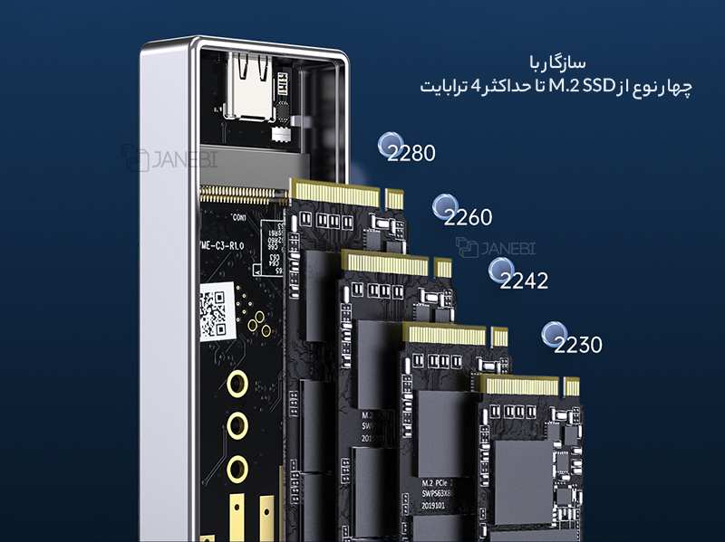 باکس تبدیل هارد M.2 NVMe به Type-Cاوریکو ORICO FV15C3-G2 USB3.2 Gen2 Type-C M.2 NVMe/NGFF SSD Enclosure