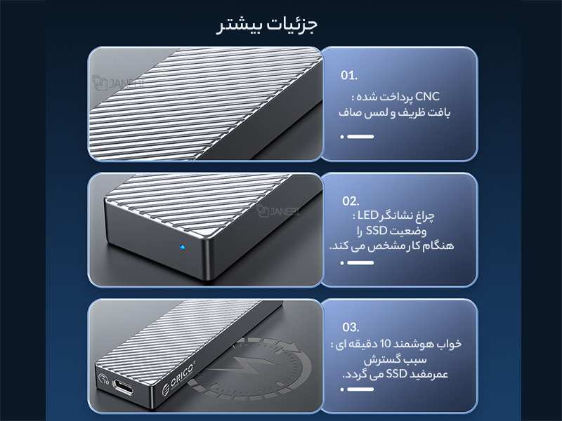 باکس تبدیل هارد M.2 NVMe به Type-Cاوریکو ORICO FV15C3-G2 USB3.2 Gen2 Type-C M.2 NVMe/NGFF SSD Enclosure