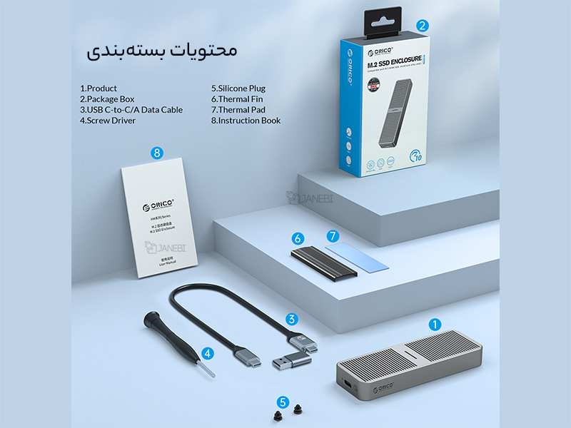 باکس هارد اس اس دی M.2 NVMe اوریکو ORICO M223C3-G4 USB3.2 20Gbps M.2 NVMe SSD Enclosure